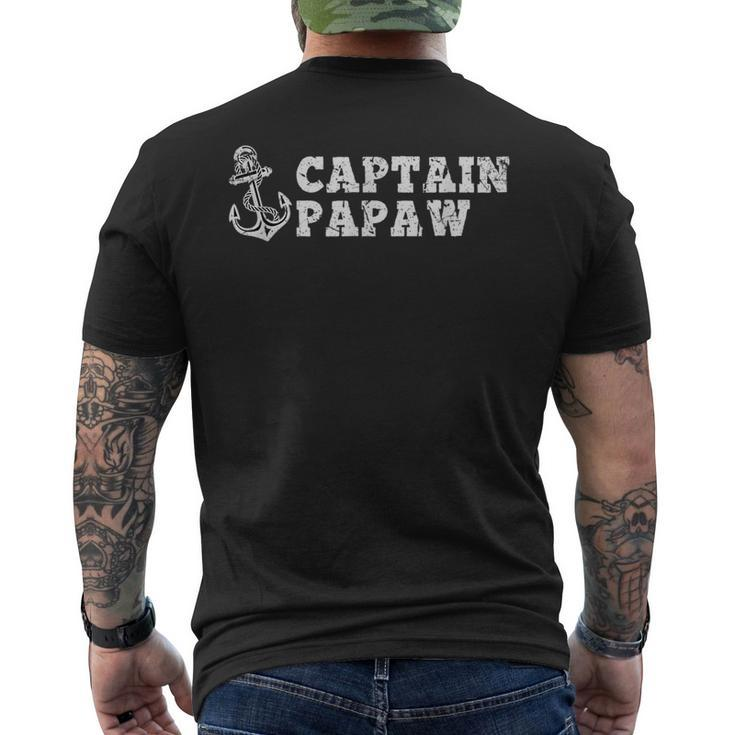 Captain Papaw Sailing Boating Vintage Boat Anchor Funny  Mens Back Print T-shirt