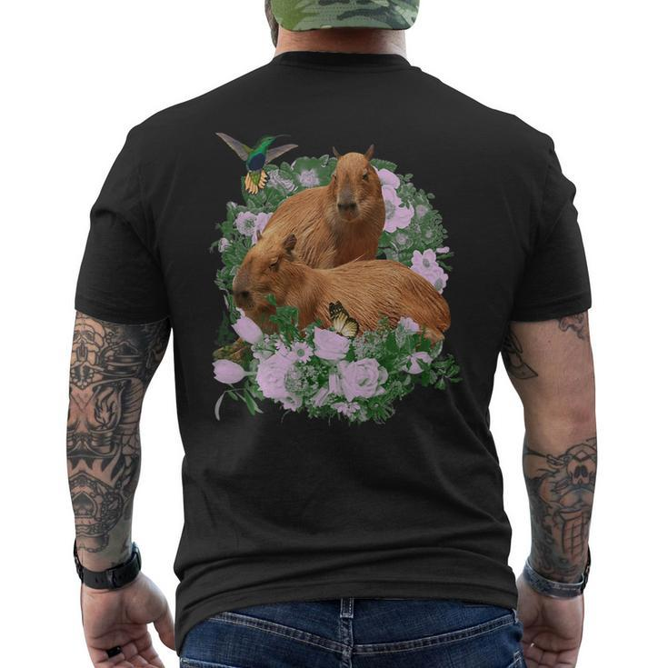 Capybara Flower Fruit Capybara Fan Club Funny Cute Mens Back Print T-shirt