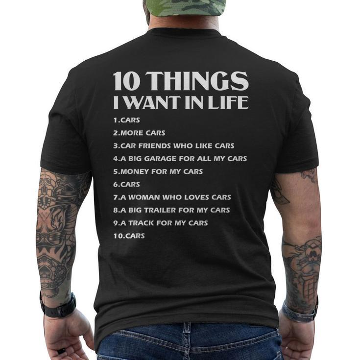 Car Lover Funny Gift | Ten Things I Want In Life Car Mens Back Print T-shirt