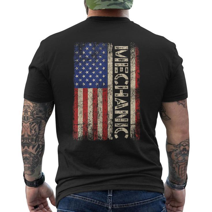 Car Mechanic Wrench Workshop Tools Us American Flag Men   Mens Back Print T-shirt