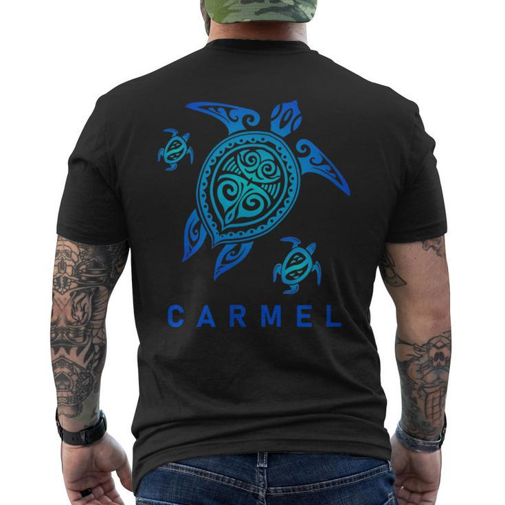 Carmel California Sea Blue Tribal Turtle Men's T-shirt Back Print