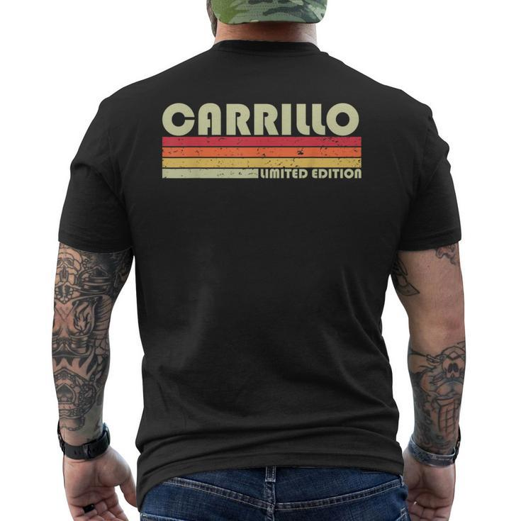 Carrillo Surname Retro Vintage 80S Birthday Reunion Men's T-shirt Back Print