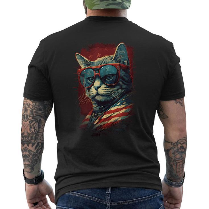 Cat 4Th Of July Meowica Patriotic  Mens Back Print T-shirt