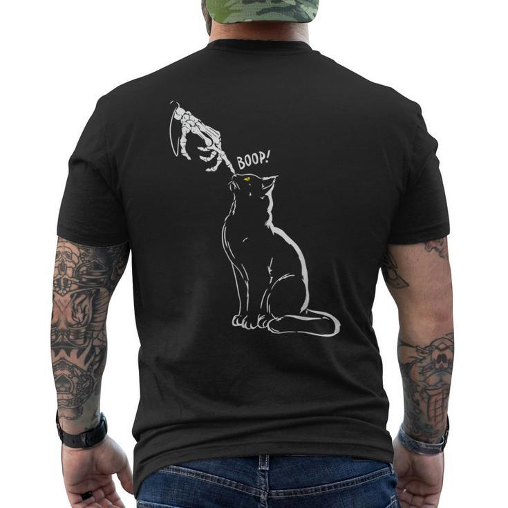 Cat Black Lover Skeleton Hand Boop Halloween Men's T-shirt Back Print
