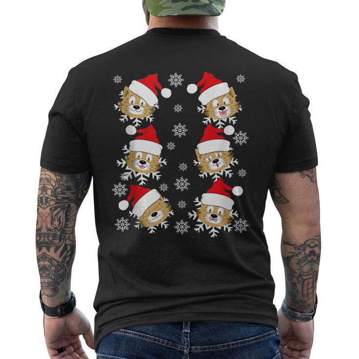 Cat Face Expression Ugly Christmas Sweater Men's T-shirt Back Print