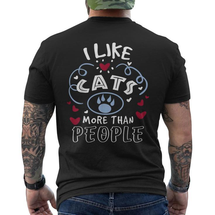 Cat Lover  | I Like Cats More Than People   Mens Back Print T-shirt
