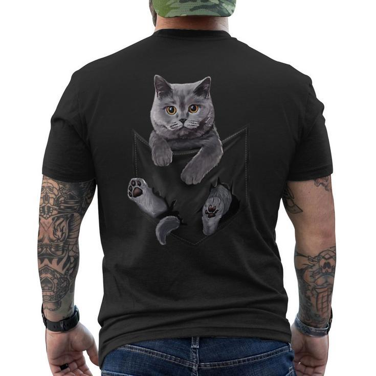 Cat Lovers British Shorthair In Pocket Kitten Men's T-shirt Back Print