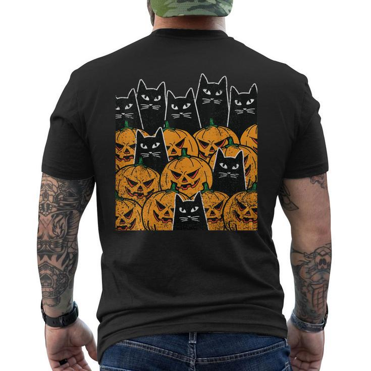 Cat Pumpkin Halloween Costume Spooky Black Animal Men's T-shirt Back Print