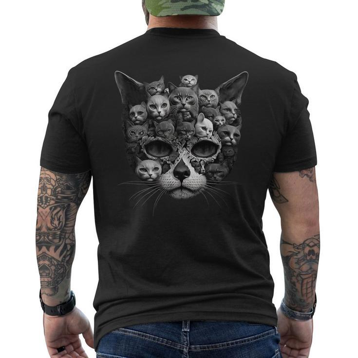 Cat Skull  - Halloween Costume Skull Cat   Mens Back Print T-shirt