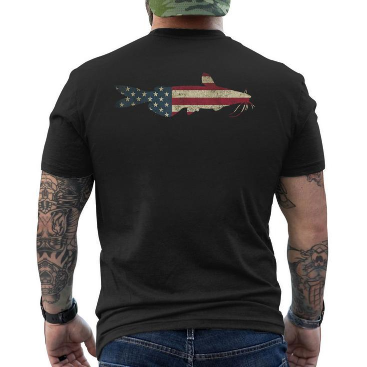 Catfish American Flag Catfishing Patriotic Fisherman Men's T-shirt Back Print
