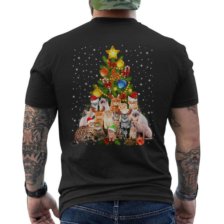 Cats Christmas Tree Xmas Lights Ugly Sweater Catmas Men's T-shirt Back Print