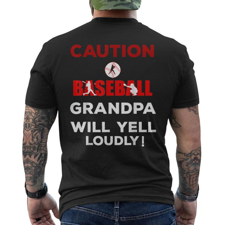 Caution Baseball Grandpa Will Yell Loudly Funny  Team Mens Back Print T-shirt