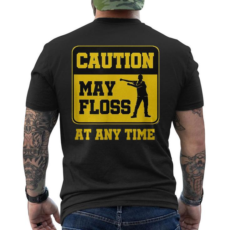 Caution Floss Dance Warning Gift  Mens Back Print T-shirt