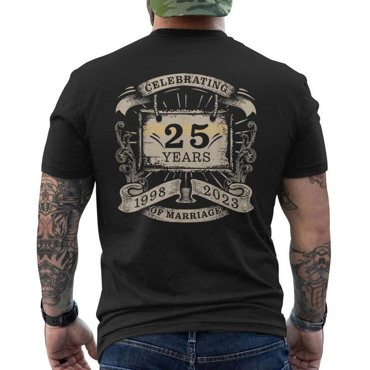 Celebrating 25 Year Of Marriage Anniversary Matching HisHer  Mens Back Print T-shirt