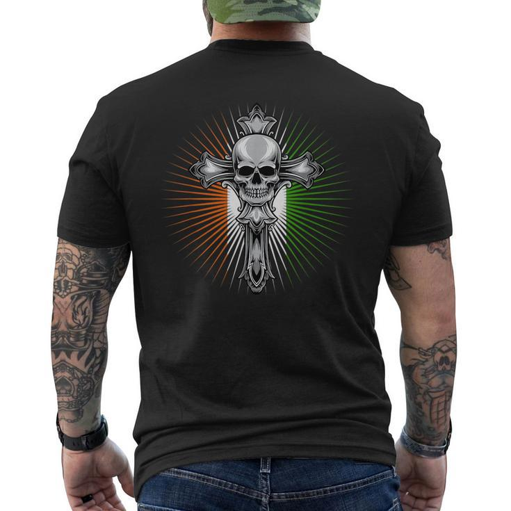 Celtic Cross  Irish Pride Vintage Skull Ireland Flag  Mens Back Print T-shirt