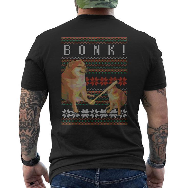 Cheems Bonk Ugly Christmas Sweater Doge Meme Men's T-shirt Back Print