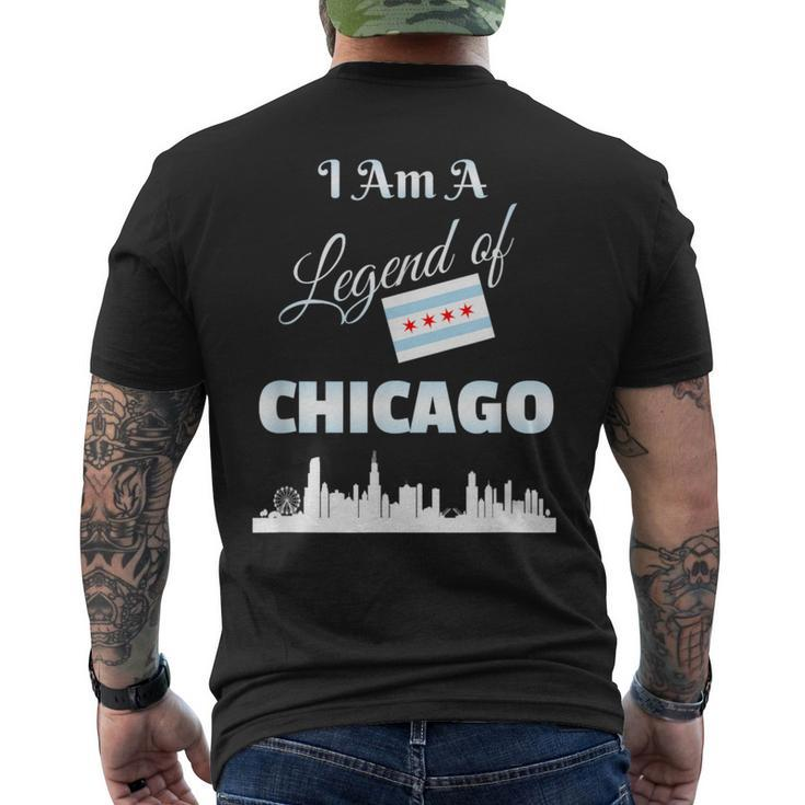 Chicago T I Am A Legend Of Chicago With Flag Skyline Men's T-shirt Back Print