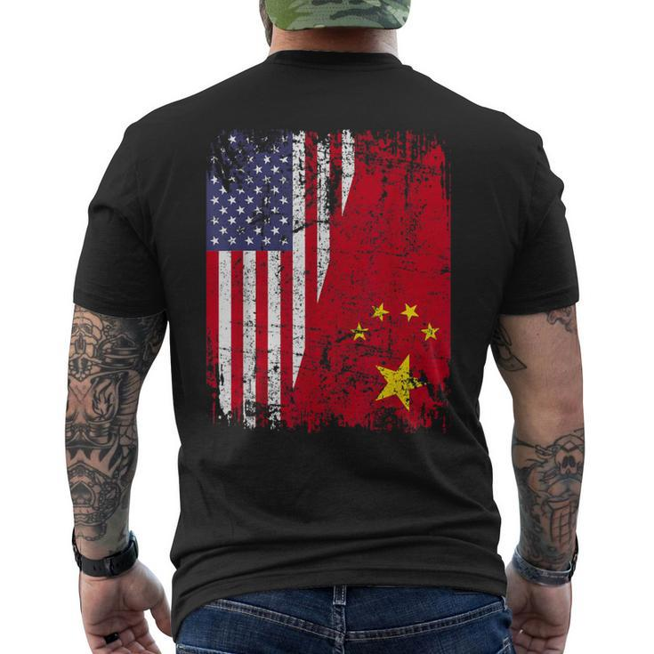 Chinese Roots Half American Flag Usa China Flag Men's T-shirt Back Print