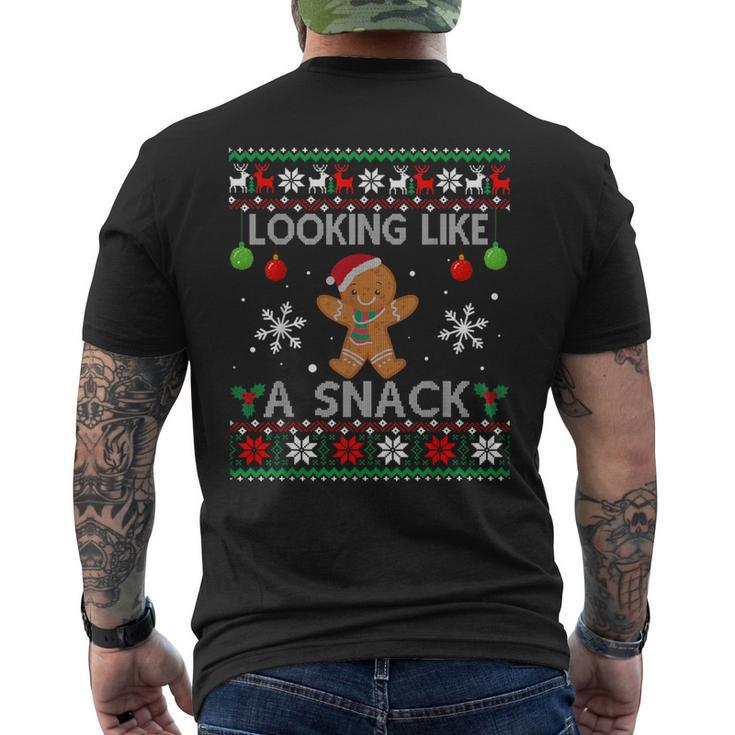 Chirstmas Holiday Looking Like A Snack Ugly Xmas Sweater Men's T-shirt Back Print