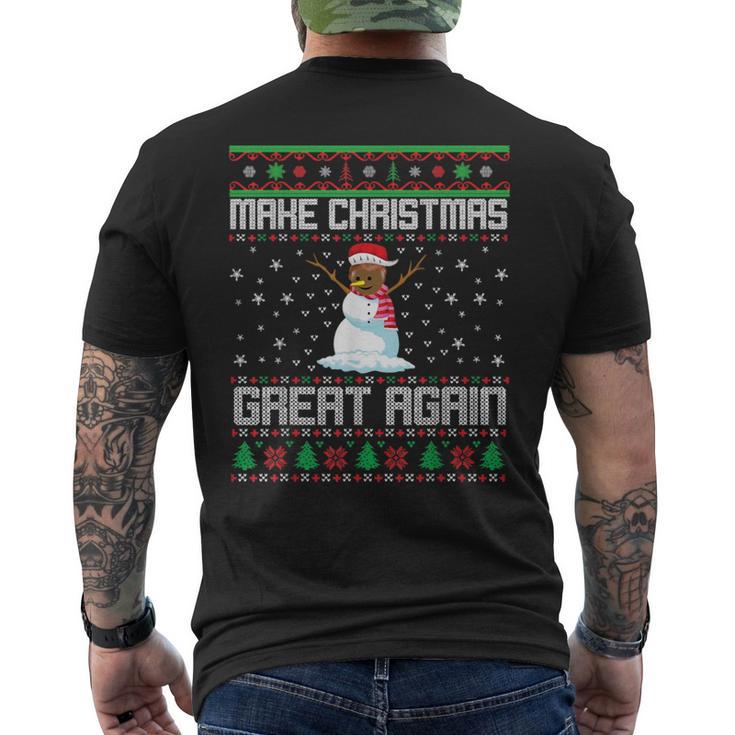 Make Christmas Great Again Ugly Christmas Sweater Snowman Men's T-shirt Back Print