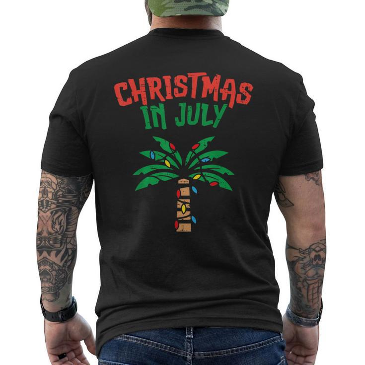 Christmas In July Palm Tree Lights Tropical Summer Christmas Men's Back Print T-shirt