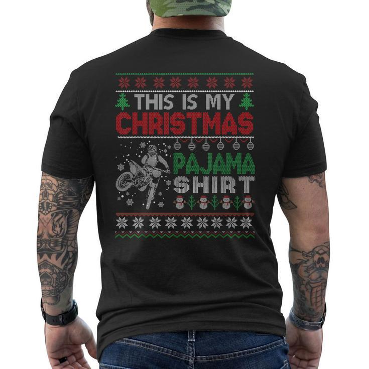 This Is My Christmas Pajama Ugly Sweater Motocross Dirtbike Men's T-shirt Back Print