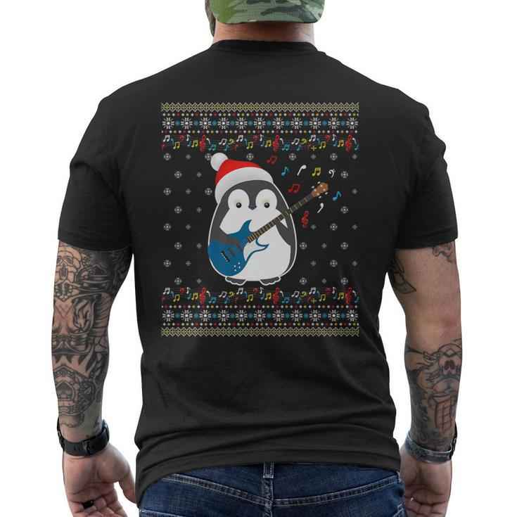 Christmas Ugly Sweater Xmas Family Matching Penguin Guitar Men's T-shirt Back Print