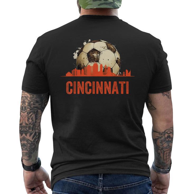 Cincinnati Soccer Queen City Skyline Futbol Fan Men's T-shirt Back Print