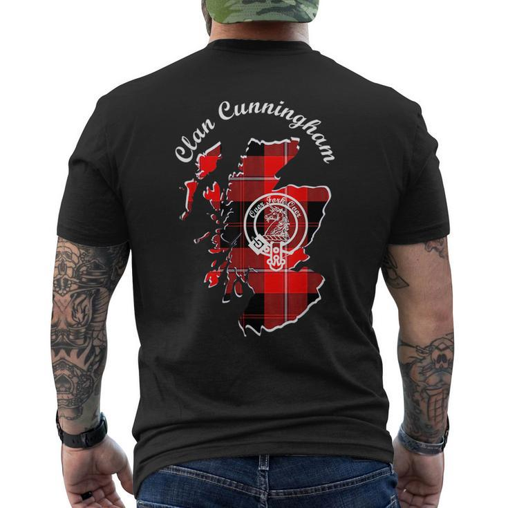 Clan Cunningham Surname Last Name Scottish Tartan Map Crest Funny Last Name Designs Funny Gifts Mens Back Print T-shirt