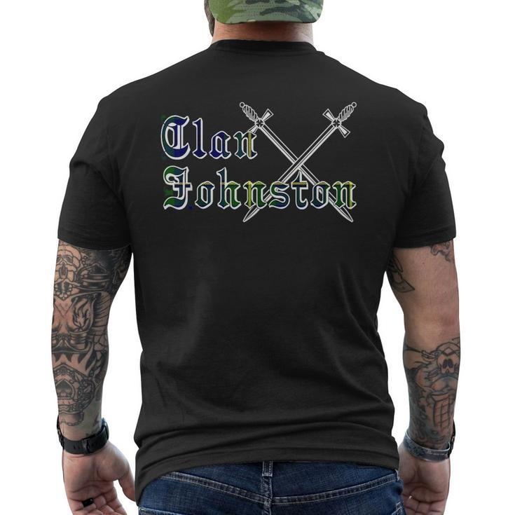 Clan Johnston Surname Last Name Scottish Tartan Funny Last Name Designs Funny Gifts Mens Back Print T-shirt
