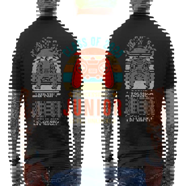 Class 2025 Junior Level Unlocked Gaming Graduate First Day Mens Back Print T-shirt