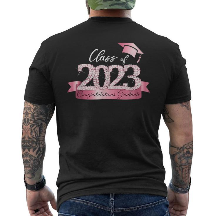 Class Of 2023 Congratulations Graduate Pink Black Outfit  Mens Back Print T-shirt