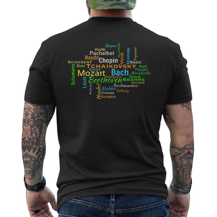 Classical Composers Word Cloud Music Lovers Men's T-shirt Back Print