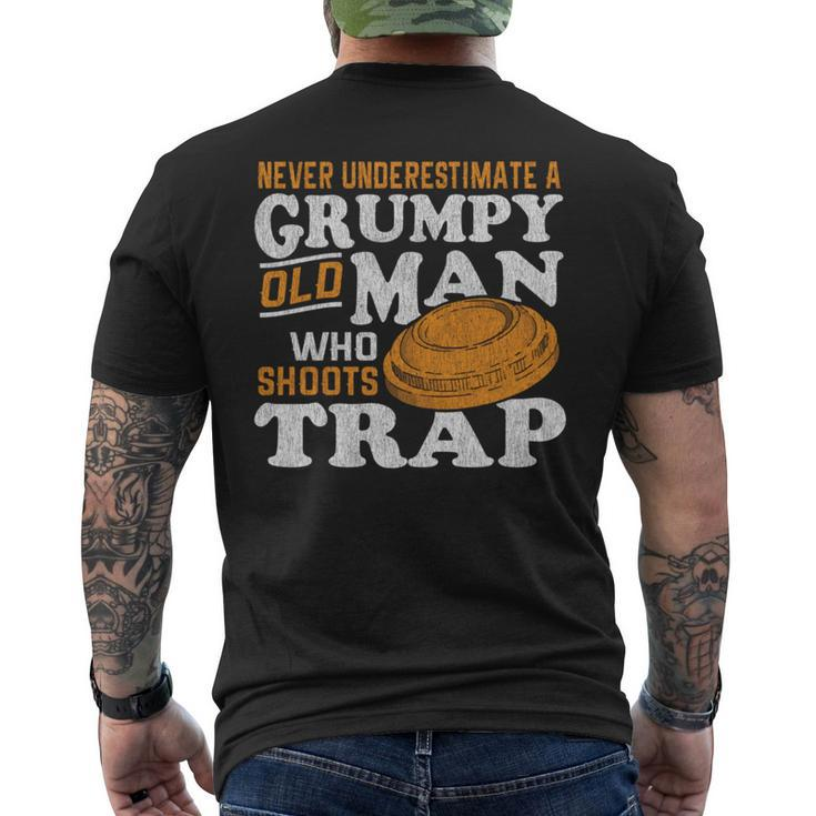 Clay Target Shooting Never Underestimate Grumpy Old Man Trap Mens Back Print T-shirt