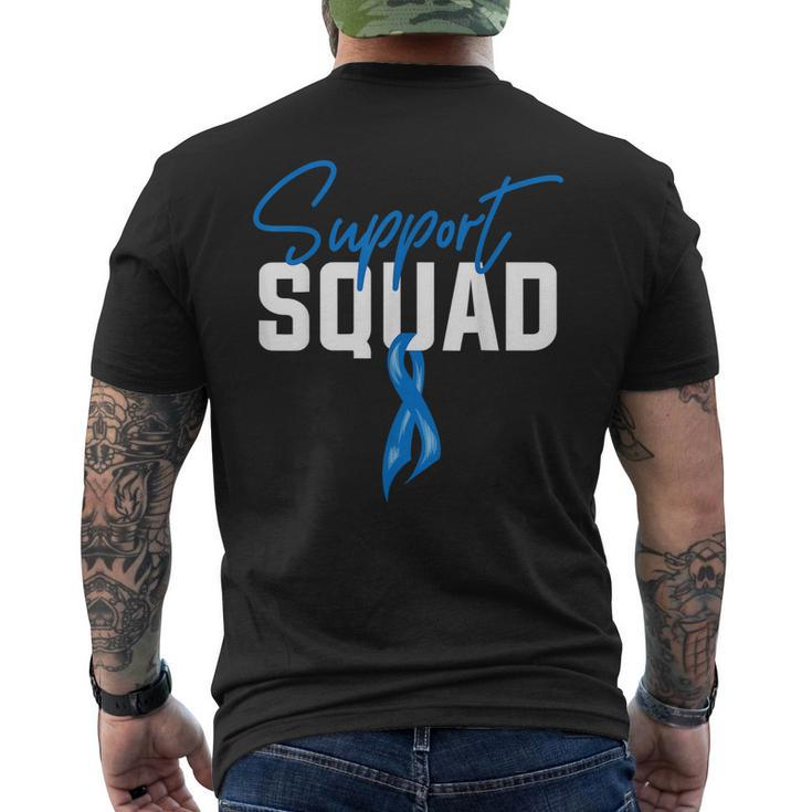 Colon Cancer Awareness Support Squad Blue Ribbon Men's Back Print T-shirt