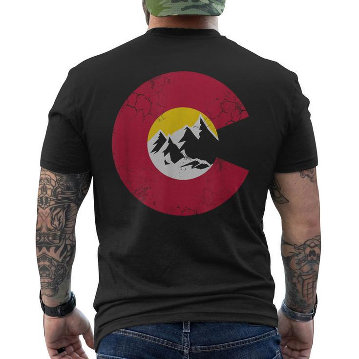 Colorado Flag Mountains Love Home Vintage Faded Men's T-shirt Back Print
