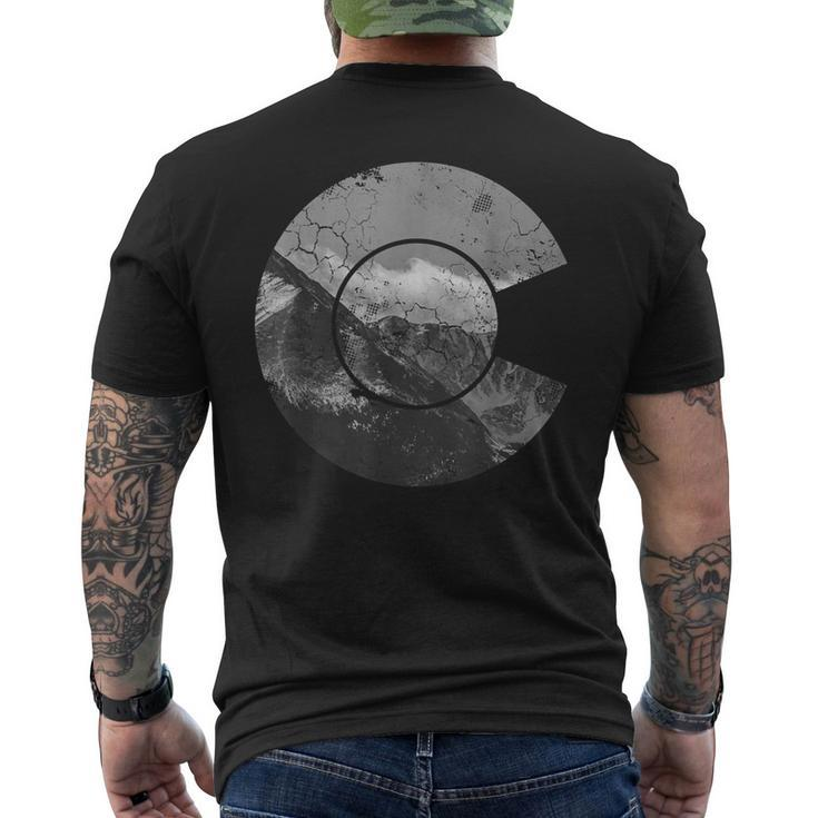 Colorado Mountains Flag Vintage Distressed Men's T-shirt Back Print