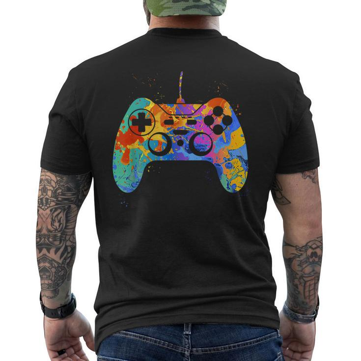 Colorful Gamer Graphic Gaming Controller Graphic Men's T-shirt Back Print