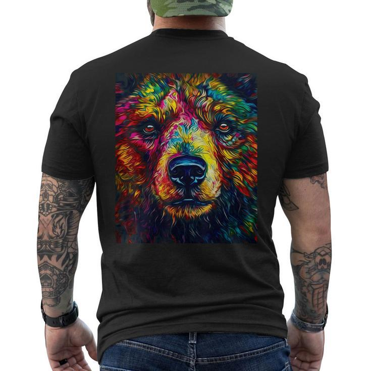Colorful Grizzly Bear Closeup  Mens Back Print T-shirt