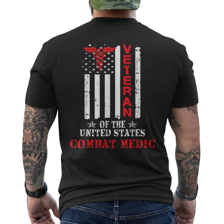 Combat Medic Veteran Patriotic American Flag Army Men's Back Print T-shirt