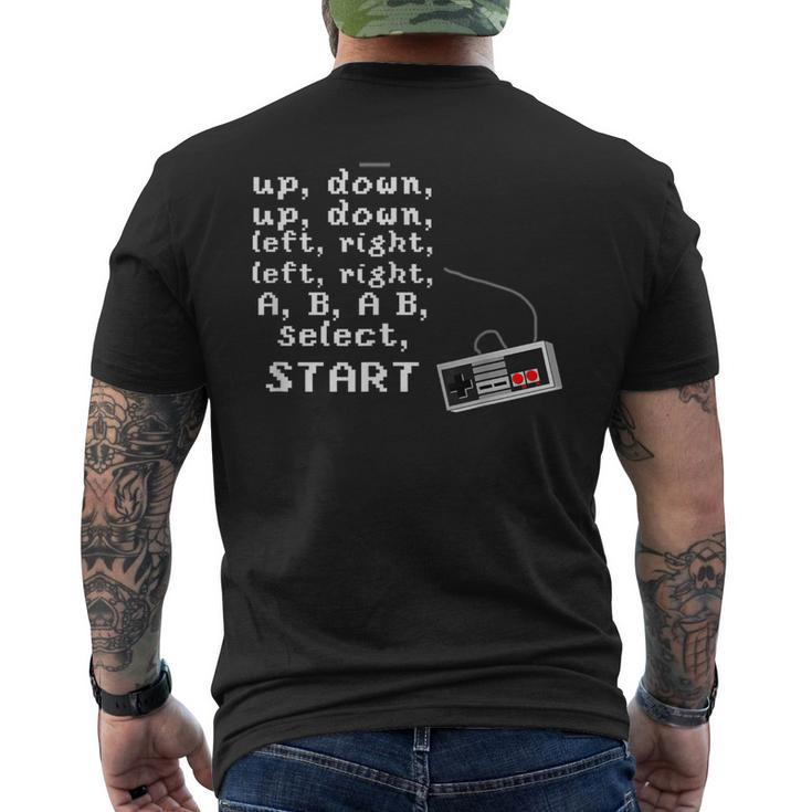 Contra Cheat Code Up Down Left Right A B Select Start Gamer Men's T-shirt Back Print