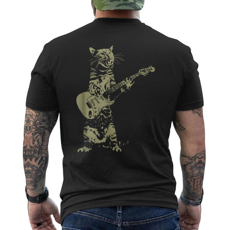 Cool Cat Playing On Acoustic Guitar Funny Cat Lover Gift  Mens Back Print T-shirt