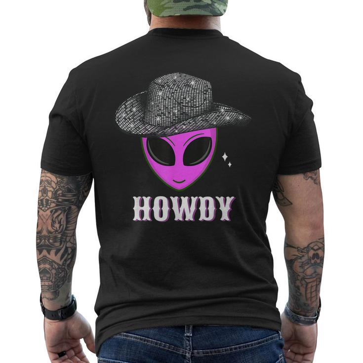 Cool Cowboy Hat Alien Howdy Space Western Disco Theme Men's T-shirt Back Print