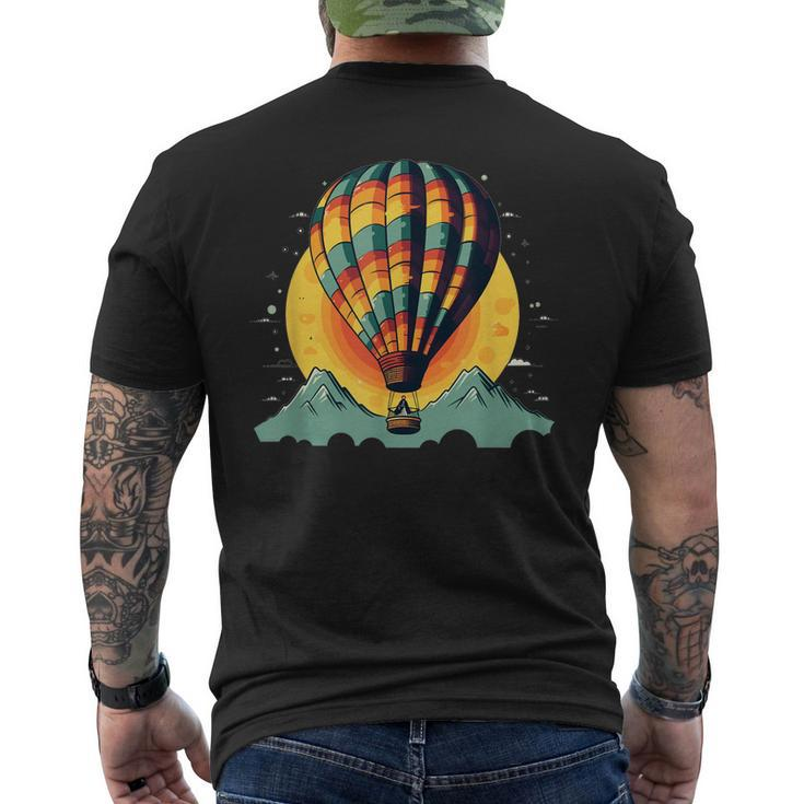 Cool Hot Air Balloon With Mountains  Mens Back Print T-shirt