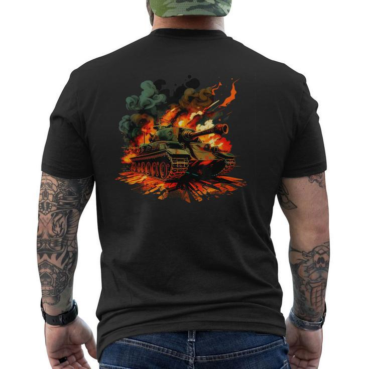 Cool Tank On Flames For Military Tank Lovers  Mens Back Print T-shirt