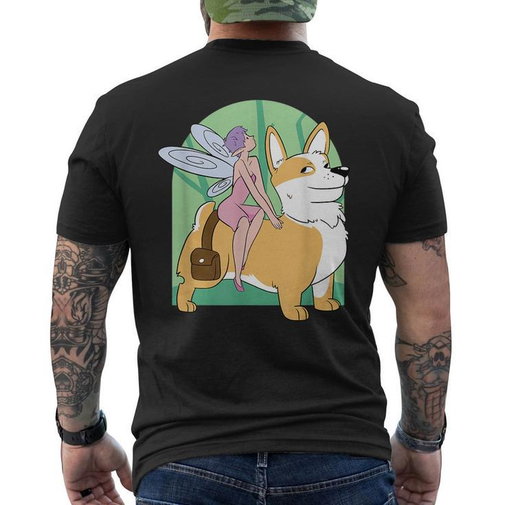 Corgi And Fairy  Mens Back Print T-shirt