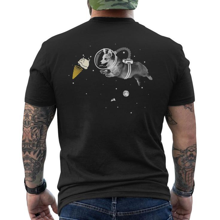 Corgi Astronaut In Space  - Icecream Corginaut  Mens Back Print T-shirt