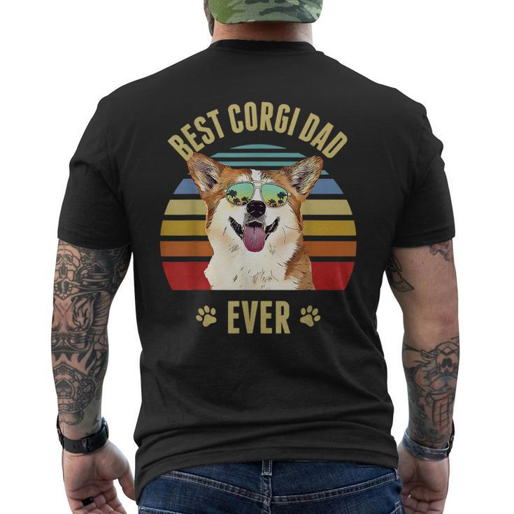 Corgi Best Dog Dad Ever Retro Sunset Beach Vibe  Mens Back Print T-shirt