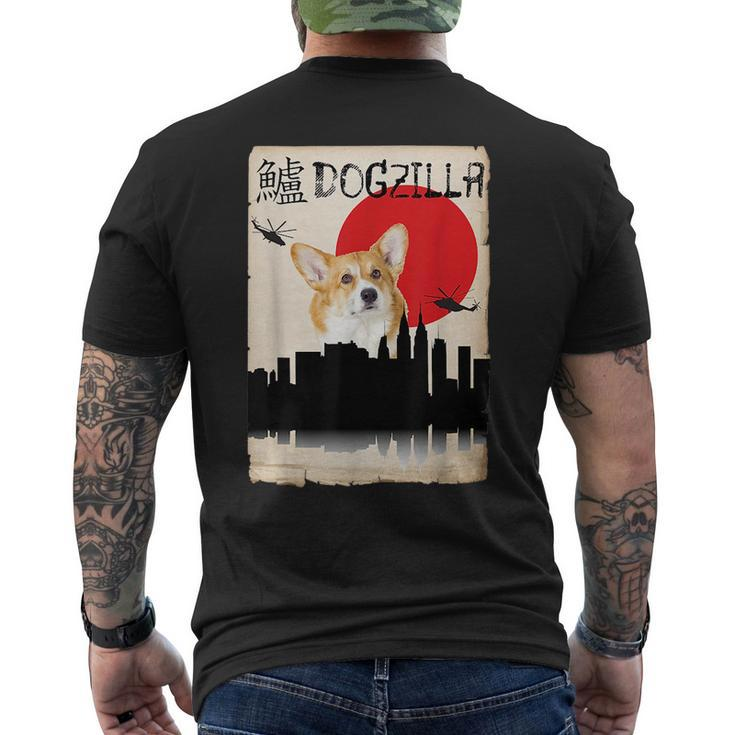 Corgi Dog Dogzilla  Mens Back Print T-shirt