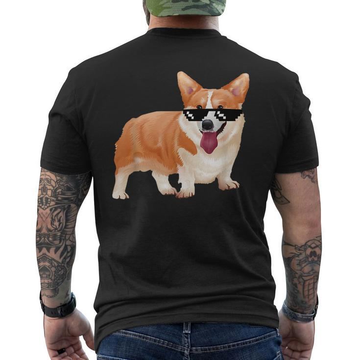 Corgi Dog Meme With Glasses  Mens Back Print T-shirt